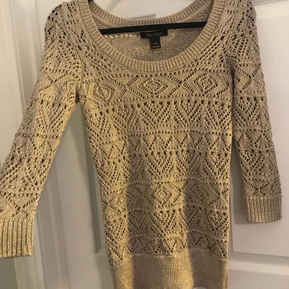 Gold Sparkly Black House White Market Sweater